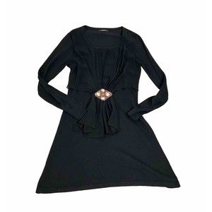 Kerisma Cashmere Sweater Tunic‎ Dress Embellished Medium Black Gathered